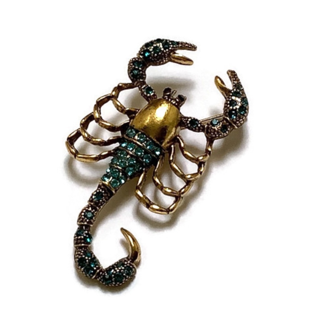 Blue and Gold Scorpion Brooch